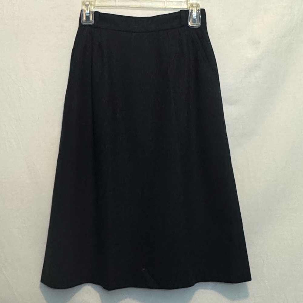 A-65 Ellen Tracy Vintage Gray Wool Blend Fixed Waist‎ MIDI Skirt Size 9/10